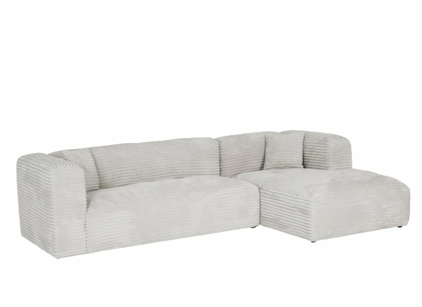 Hoeksalon Nuoro HB 295x170cm - ribfluweel - wit