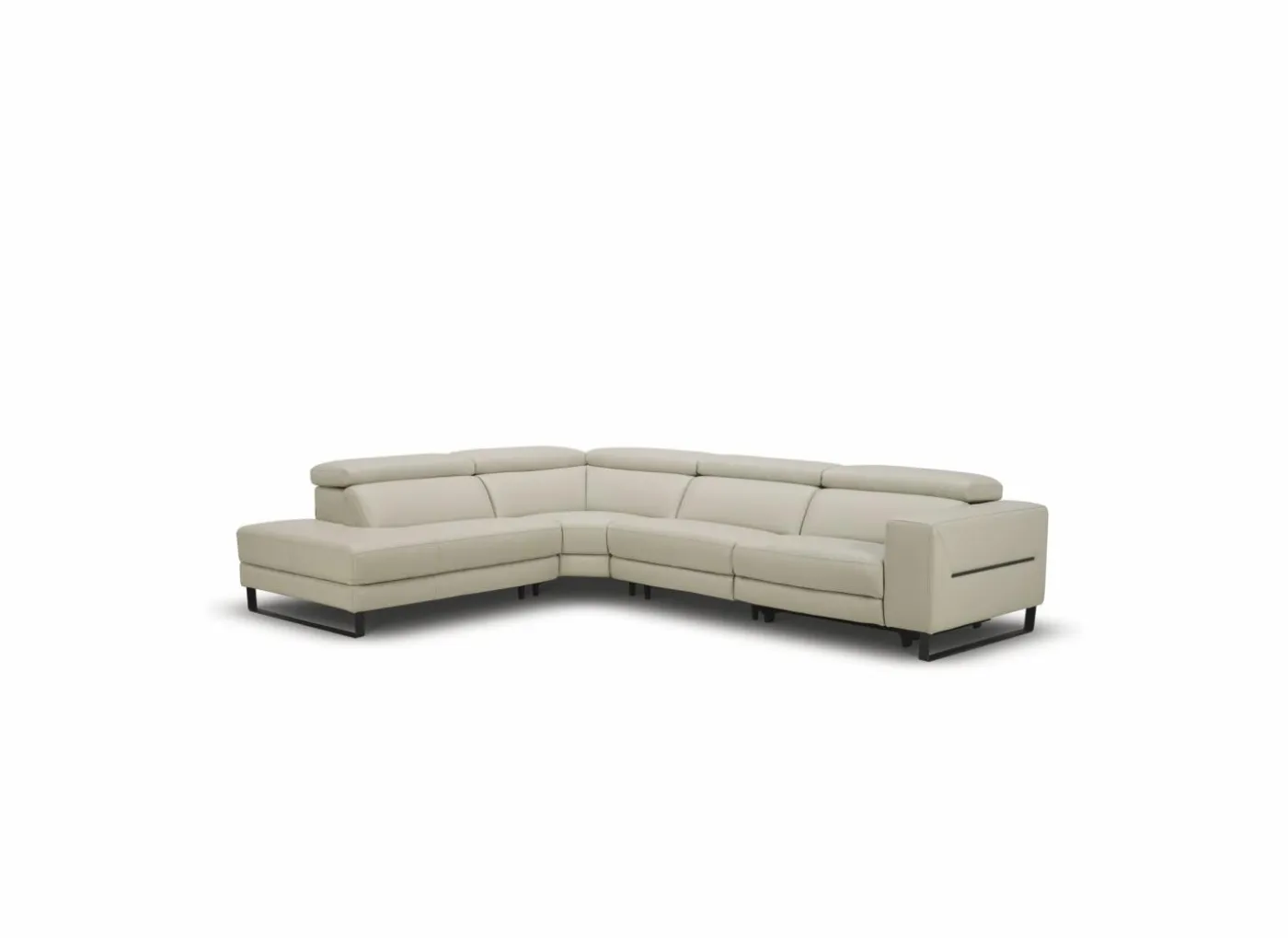 Hoeksalon Nyx 322x257cm - leder - lichtgrijs