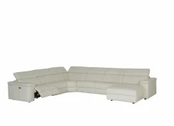 Hoeksalon Play 394x315cm - leder - wit met relax