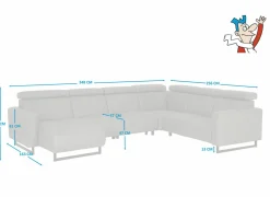 Hoeksalon Rigole 348x256cm - stof - donkergrijs