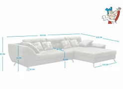 Hoeksalon San Francisco 355x218cm - stof - beige