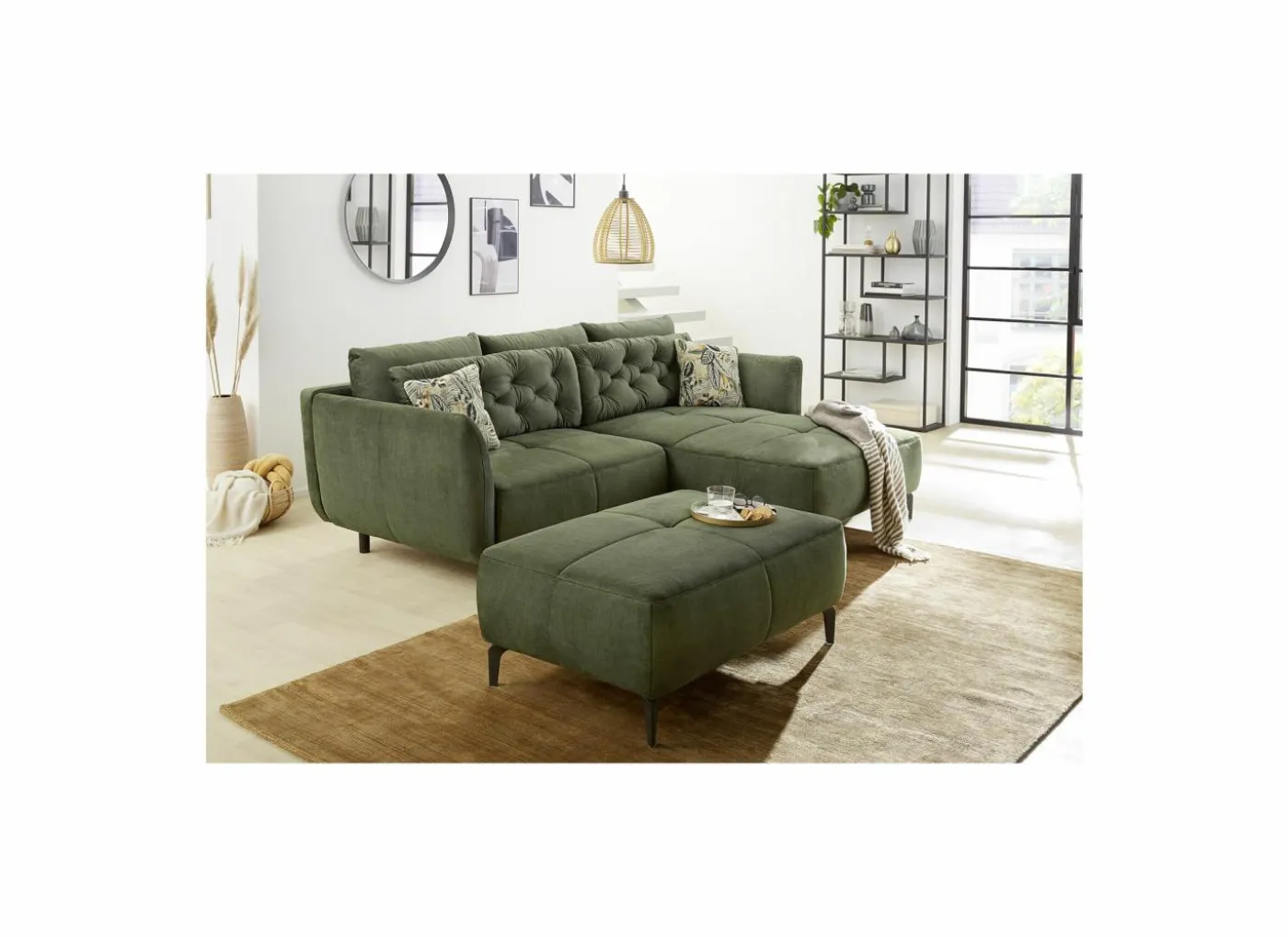 Hoeksalon Saulo 251x187cm - stof - groen