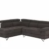 Hoeksalon Sirocco 230x200cm - stof - donkergrijs met bedfunctie