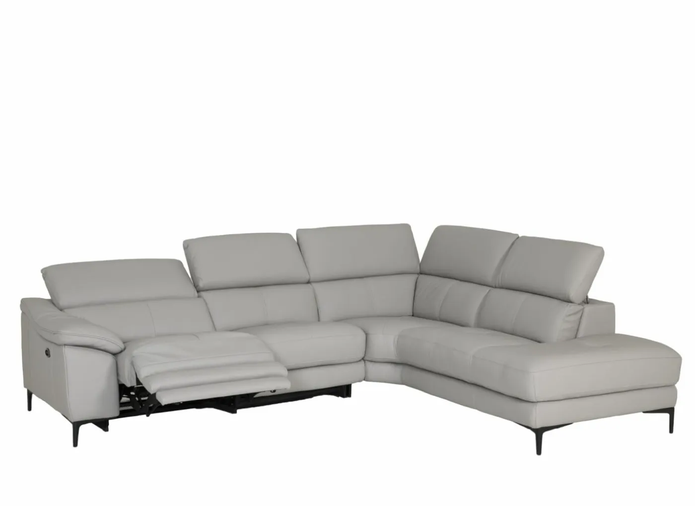 Hoeksalon Sun 298x238cm - leder - grijs met relax