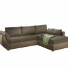 Hoeksalon Taifun 272x200cm - stof - bruin met bedfunctie