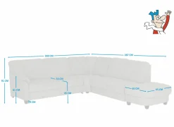 Hoeksalon Toulouse 269x287cm - stof - zilvergrijs