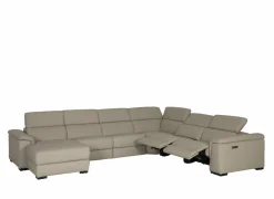 Hoeksalon Walk 380x303cm - leder - grijs met relax