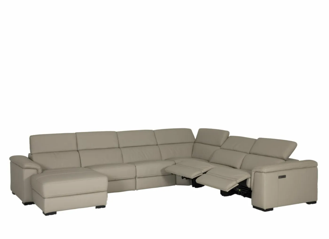 Hoeksalon Walk 380x303cm - leder - grijs met relax