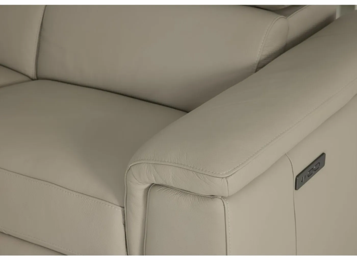 Hoeksalon Walk 380x303cm - leder - grijs met relax