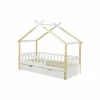 Huisbed Guinevere 90x200cm - den massief - naturel & wit met bedlade
