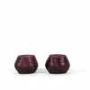 Kaarsenhouder geribbeld L  Ø14x12x10cm - glas - paars