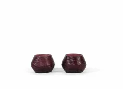 Kaarsenhouder geribbeld L  Ø14x12x10cm - glas - paars