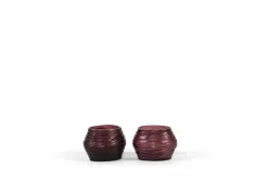 Kaarsenhouder geribbeld M Ø11,5x9,5x8cm - glas - paars