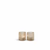 Kaarsenhouder organisch geribbeld Ø8x8,5cm - glas - perzik