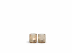 Kaarsenhouder organisch geribbeld Ø8x8,5cm - glas - perzik