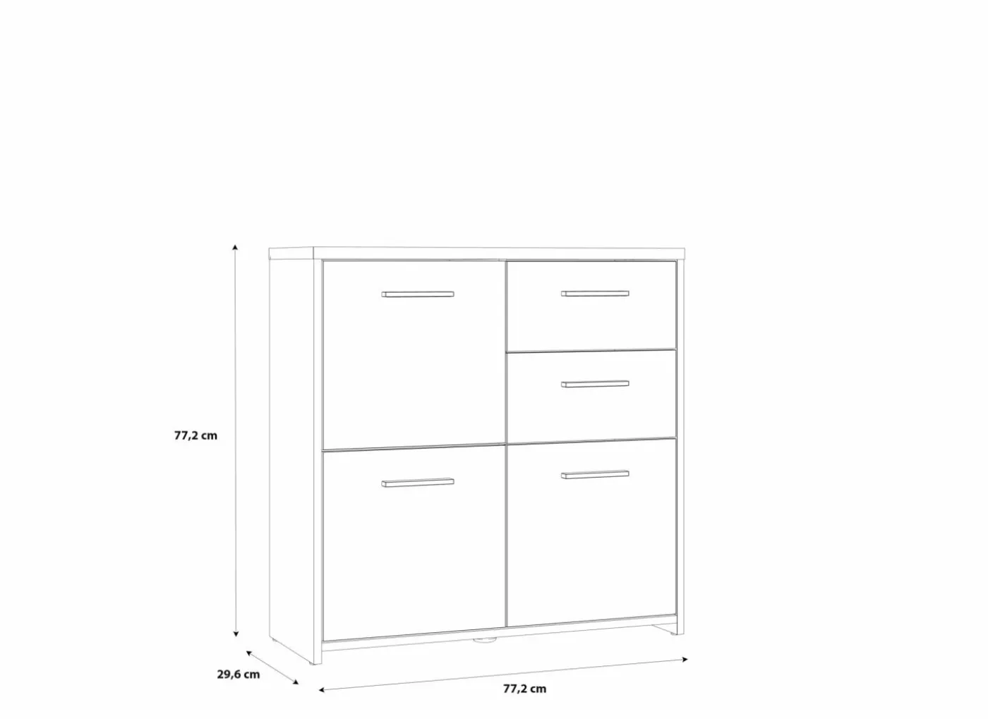 Kast Best Chest 77x30x78cm - decor - sonoma eik & wit