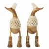 Kerstdecoratie Eend Crochet 2 stks 11x10x28cm - albasiahout - naturel & wit
