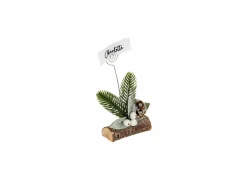 Kerstdecoratie Naamkaarthouder H15cm groen/bruin