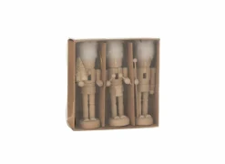 Kerstdecoratie Notenkraker  Hout & bont - naturel & wit 3 stuks