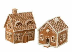 Kerstdecoratie Peperkoekenhuis 18,5x14x22cm - polystone - bruin