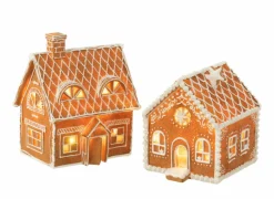 Kerstdecoratie Peperkoekenhuis 18,5x14x22cm - polystone - bruin