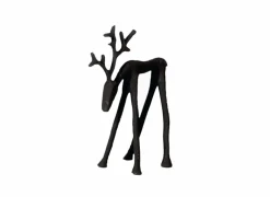 Kerstdecoratie Rendier 17xH17cm - metaal - zwart