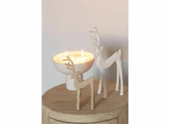 Kerstdecoratie Rendier 8x4x18,5cm - aluminium - beige