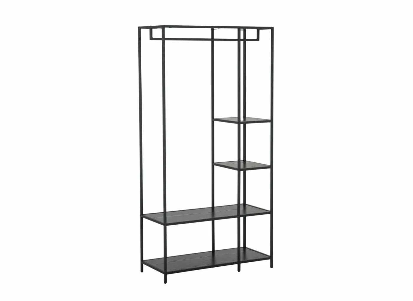 Kledingrek Gallo 90x40x178cm - melamine & metaal - zwart