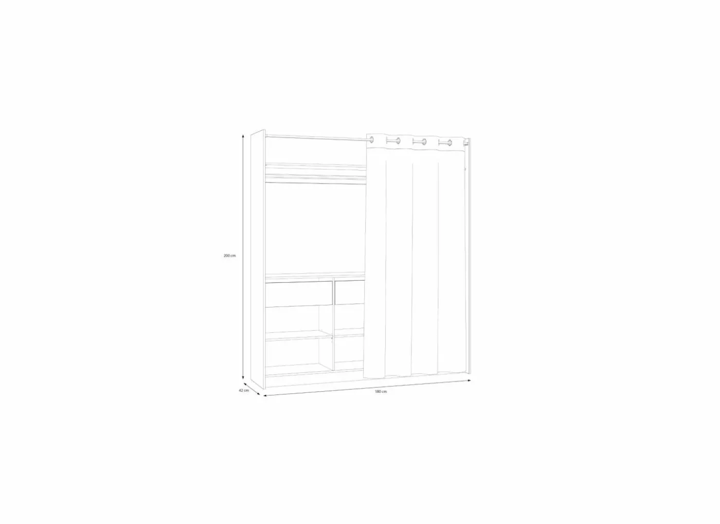 Kledingrek Lyttelton 180x42x200cm - decor - sonoma eik