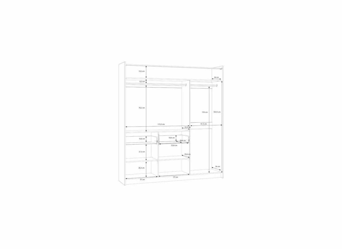 Kledingrek Lyttelton 180x42x200cm - decor - sonoma eik