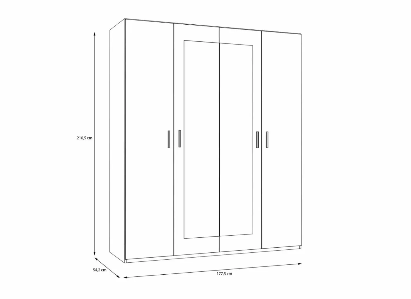 Kleerkast Adria 178cm - decor - zandeik & wolframgrijs