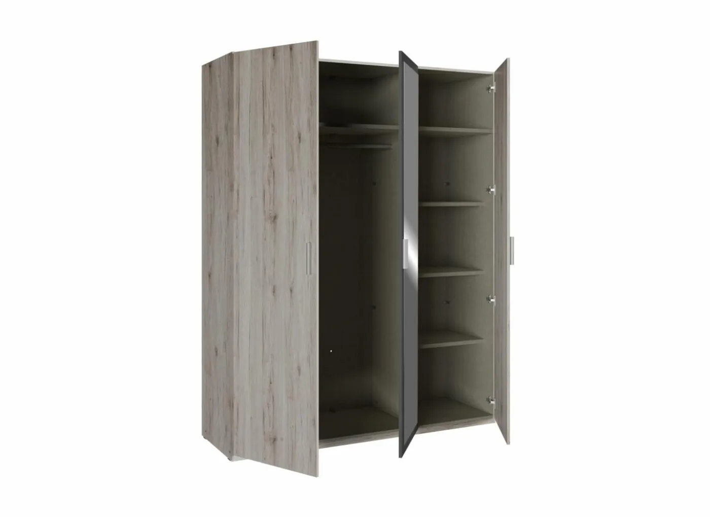 Kleerkast Adria 166cm - decor - zandeik & wolframgrijs