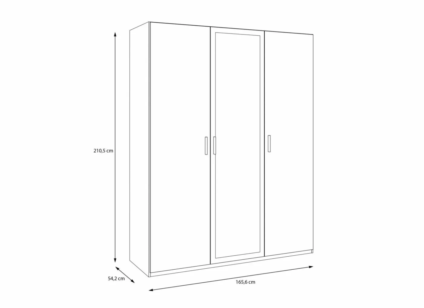 Kleerkast Adria 166cm - decor - zandeik & wolframgrijs