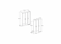 Kleerkast Charly 112cm - decor - acacia & wit