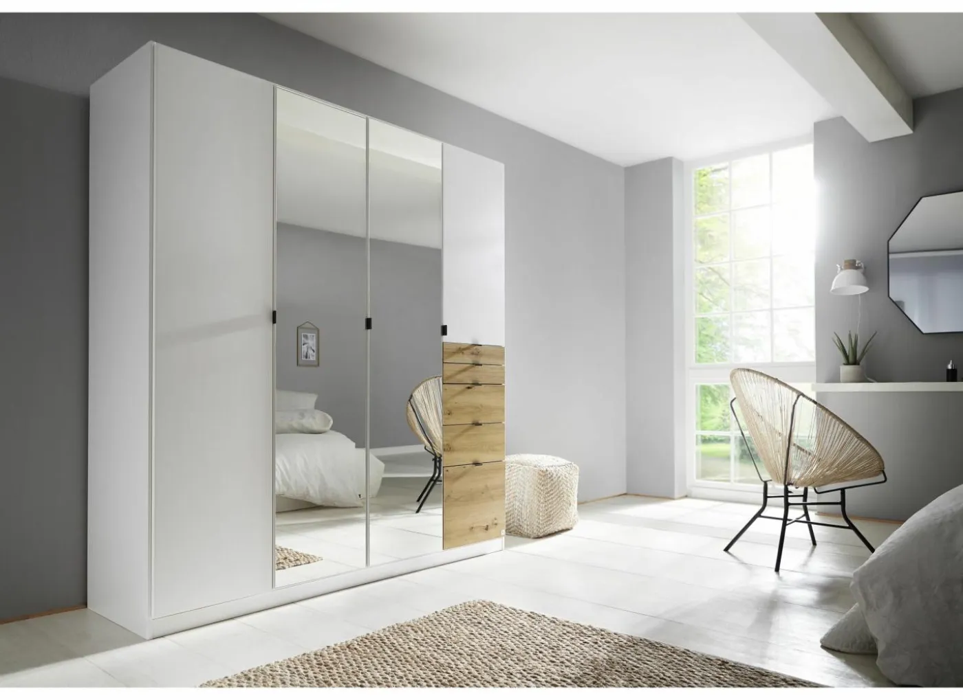 Kleerkast 181cm - decor - alpine wit & artisanale eik