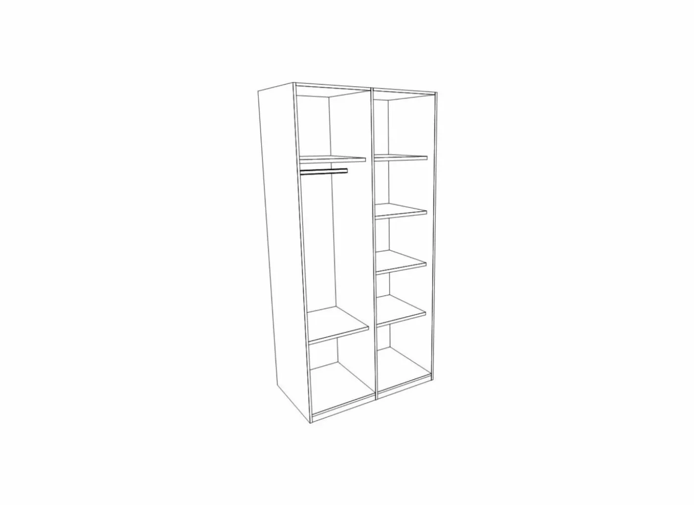 Kleerkast 112cm - decor - bruin