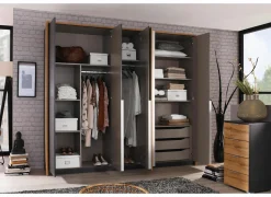 Kleerkast 226cm - decor - metallic grijs & artisanale eik