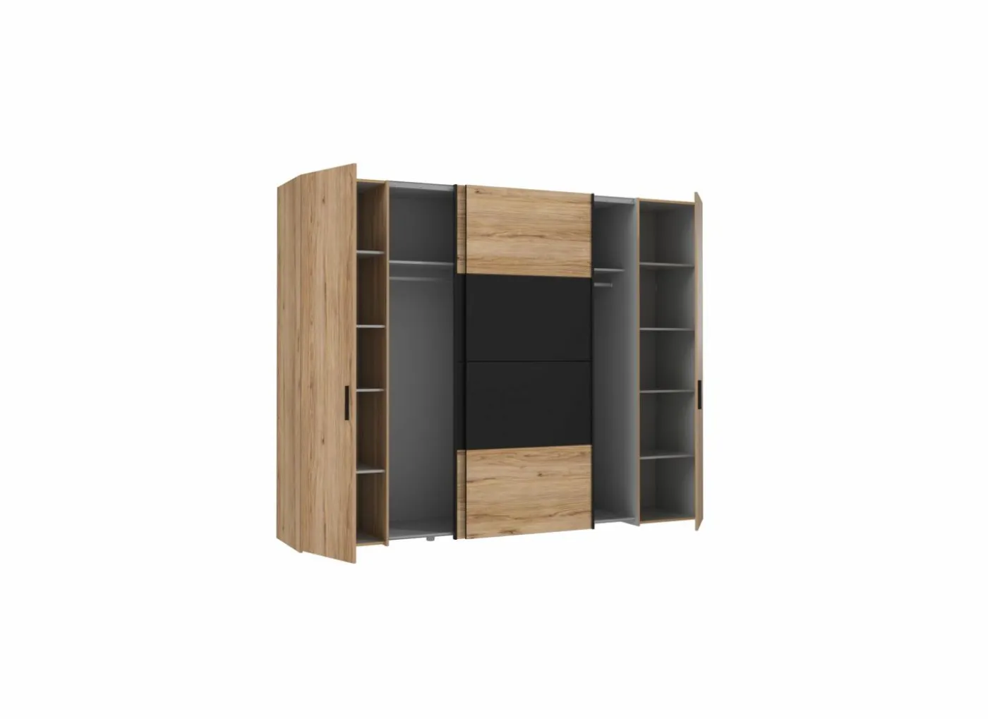 Kleerkast Dalate 271cm - decor - kastanje eik & mat zwart