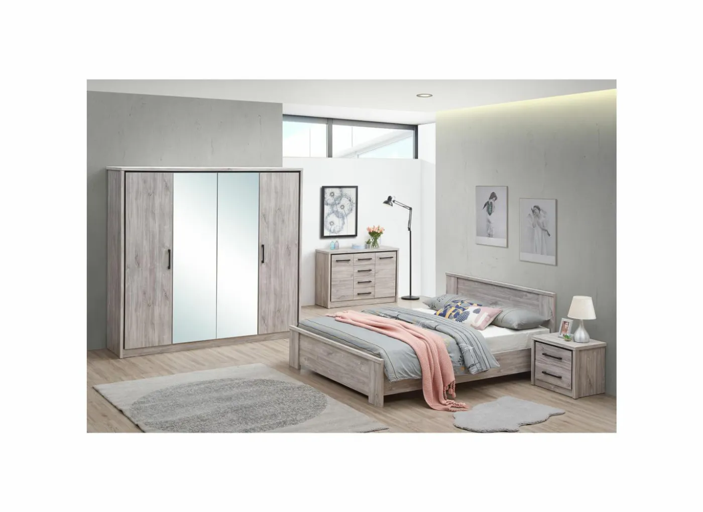 Kleerkast Elias 214cm - decor - grijze eik