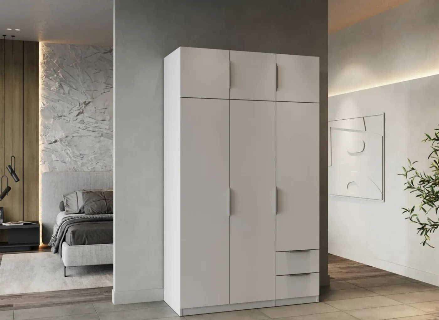 Kleerkast Ghost 119cm - decor - wit