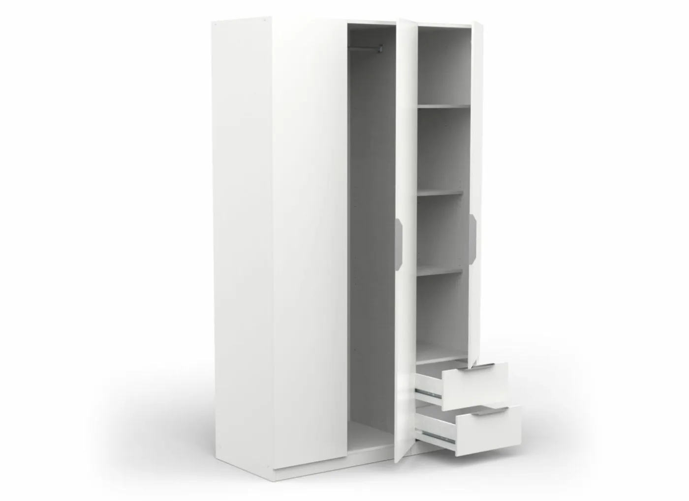 Kleerkast Ghost 119cm - decor - wit