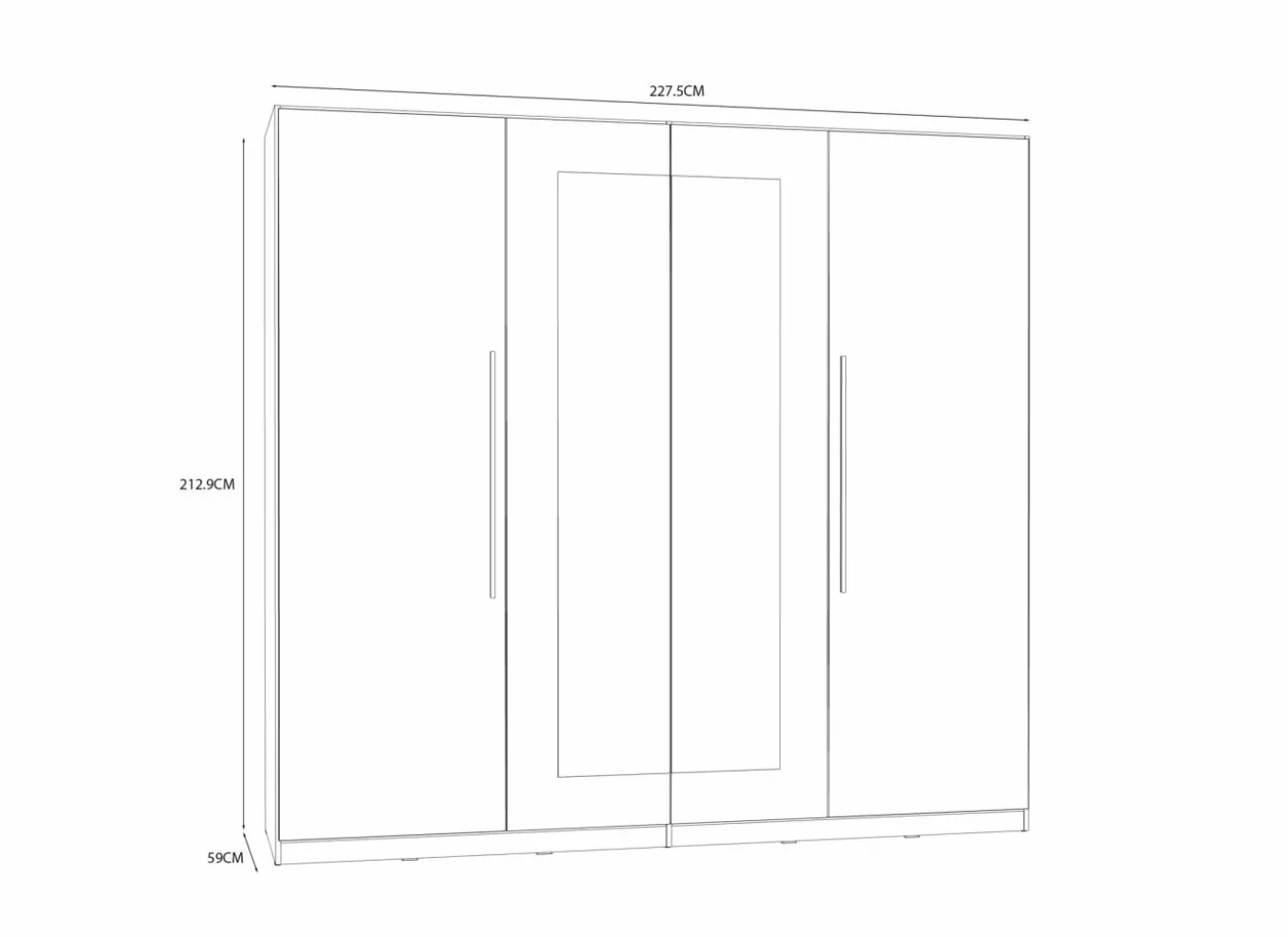 Kleerkast Helen 228cm - decor - wit