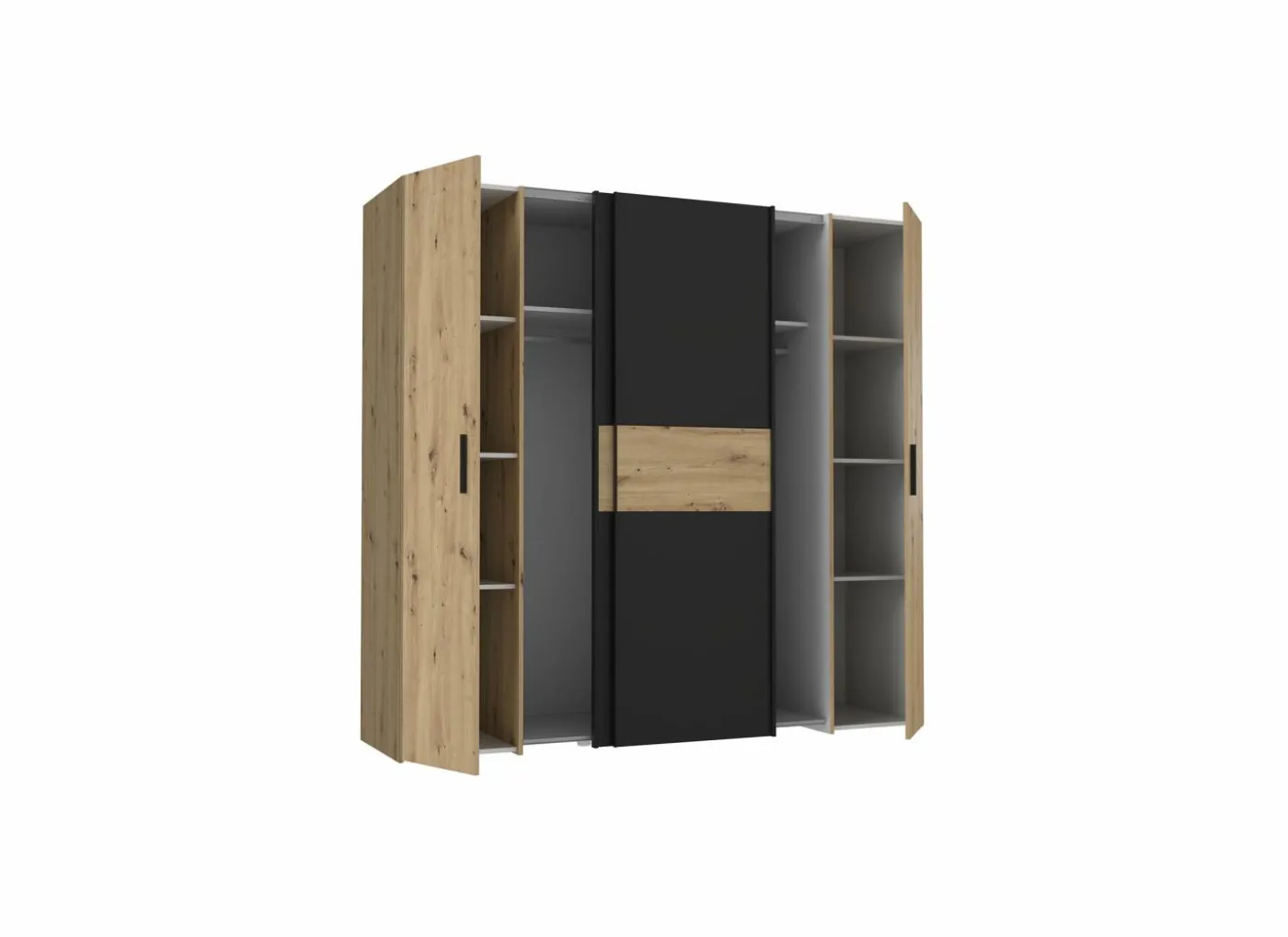 Kleerkast Kapaza 200cm - decor - artisanale eik & zwart