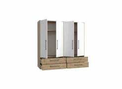 Kleerkast Mokkaris 206cm - decor - artisanale eik & wit
