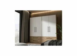 Kleerkast Mokkaris 206cm - decor - artisanale eik & wit