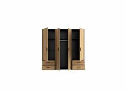 Kleerkast Mokkaro 206cm - decor - zwart & kastanje eik