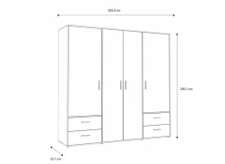 Kleerkast Mokkaro 206cm - decor - zwart & kastanje eik
