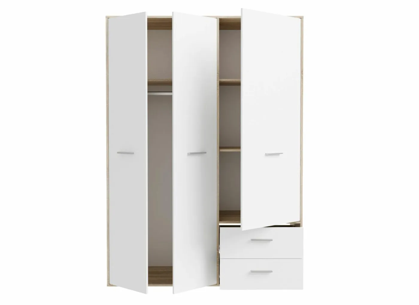 Kleerkast Mokkaro 145cm - decor - wit & sonoma eik