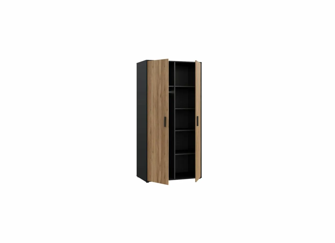 Kleerkast Mokkaro 95cm - decor - zwart & kastanje eik