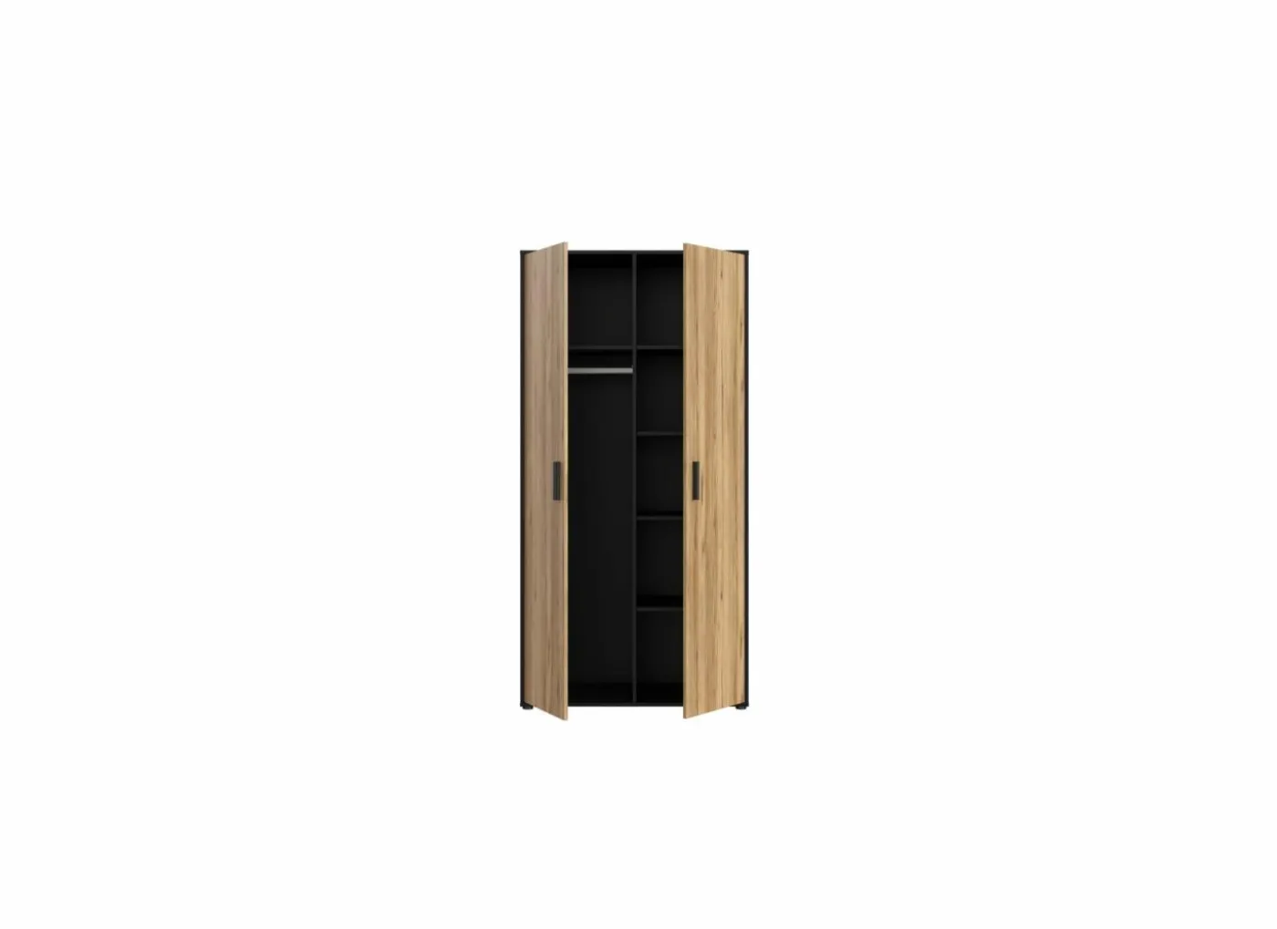 Kleerkast Mokkaro 95cm - decor - zwart & kastanje eik